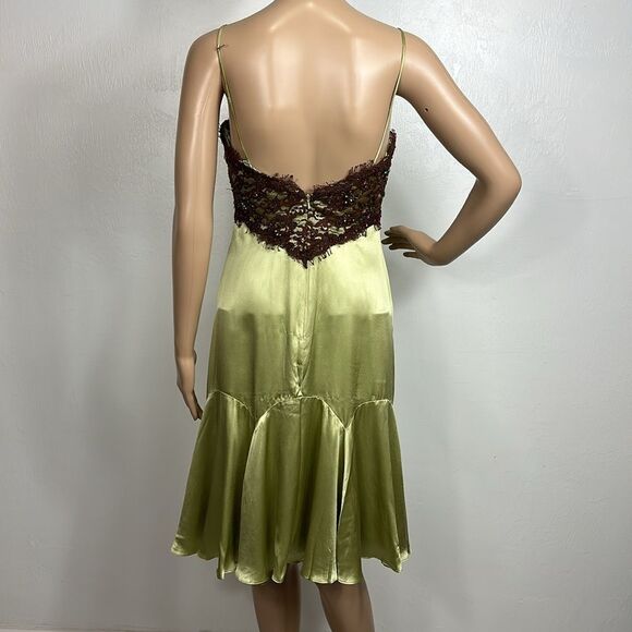 Terani Silk Beaded Lace Detailing Sleeveless Slip Dress Size 4 - Picture 3 of 9